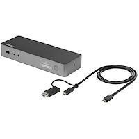 USB-C & USB-A Dock - Hybrid Universal Laptop Docking Station with Dual Monitor 4K60Hz HDMI & DisplayPort - USB 3.1 Gen 1 Hub, GbE - 60W Power Delivery - Windows, Mac & Chrome