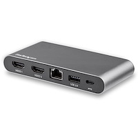 USB C Dock - 4K Dual Monitor HDMI Display - Mini Laptop Docking Station - 100W Power Delivery Passthrough - GbE, 2-Port USB-A Hub - USB Type-C Multiport Adapter - 3.3' Cable