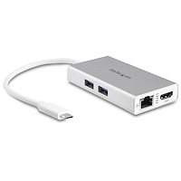 USB-C Multiport Adapter - USB-C Travel Docking Station w/ 4K HDMI - 60W Power Delivery Pass-Through, GbE, 2pt USB-A 3.0 Hub - Portable Mini USB Type-C Dock for Laptop - White
