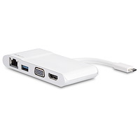 USB-C Multiport Adapter - USB-C Travel Dock with 4K HDMI or 1080p VGA - Gigabit Ethernet, 5Gbps USB-A 3.0 - USB-C Digital AV Adapter - USB Type-C/Thunderbolt 3 Laptops - White