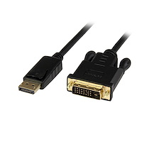 DisplayPort - DVI変換ケーブル／1.8m／1080pビデオ対応／アクティブ DP 1.2 - DVI-D（シングルリンク）変換アダプタ／抜け防止対応ディスプレイポートコネクタ