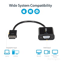 Cable Adaptador DisplayPort A VGA - 5 Metros, Macho A Macho, Para Conectar PC A Monitor Antiguo