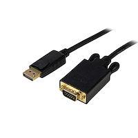 Cable 1,8m de Vídeo Adaptador Conversor DisplayPort DP a VGA -  Convertidor Activo - 1080p - Negro