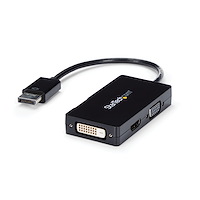 Adaptador Conversor DisplayPort a VGA DVI o HDMI - Convertidor A/V 3 en 1 para viajes