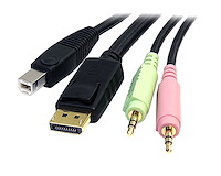 4-in-1 USB DisplayPort® KVM Switch Cable w/ Audio & Microphone - 6ft
