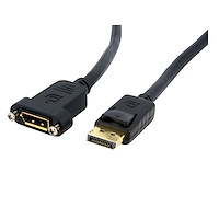 DisplayPort延長ケーブル／91cm／ディスプレイポート1.2／パネルマウント型／4K60Hz／DP オス - DP メス／ブラック