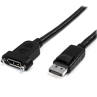 3ft (1m) Panel Mount DisplayPort Cable - 4K x 2K - DisplayPort 1.2 Extension Cable Male to Female - DP Video Extender Cord with Panel Mount DP Connector - DP Monitor Cable