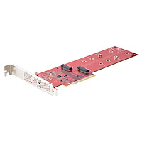Dual M.2 PCIe SSD Adapter Card, PCIe x8 / x16 to Dual NVMe or AHCI M.2 SSDs, PCI Express 4.0, 7.8GBps/Drive, Bifurcation Required - Windows/Linux Compatible