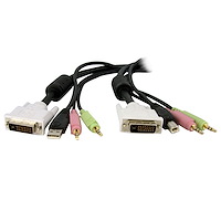Cavo switch KVM DVI-D Dual Link USB 4 in 1 con audio e microfono 1,8 m