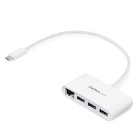 3-poorts USB 3.0 Hub met Gigabit Ethernet - USB-C - wit