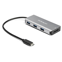 3 Port USB-C Hub mit 10 Gbit/s und SD-Kartenleser - 3x USB-A und 1x SD Steckplatz - tragbarer USB 3.1 / 3.2 Gen 2 Typ-C Adapter Hub - Laptop-Hub - USB-Bus-Stromversorgung - Thunderbolt 3 kompatibel