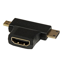 HDMI 2-in-1 T-adapter - HDMI-naar-HDMI Mini of HDMI Micro-comboadapter – F/M