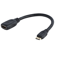 5in Mini HDMI to HDMI Adapter - 4K High Speed HDMI Adapter - 4K 30Hz Ultra HD High Speed HDMI Adapter - HDMI 1.4 - Gold Plated Connectors - UHD Mini HDMI Adapter 4K - Black