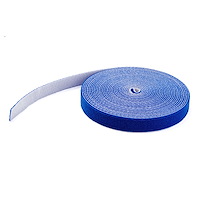 50ft Hook and Loop Roll - Cut-to-Size Reusable Cable Ties - Bulk Industrial Wire Fastener Tape /Adjustable Fabric Wraps Blue / Resuable Self Gripping Cable Management Straps (HKLP50BL)