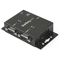 2 Port Industrial Wall Mountable USB to Serial Adapter Hub with DIN Rail Clips