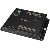 Commutatore industriale Gigabit Ethernet a 8 porte con 2 slot MSA SFP - Switch di rete gestito GbE L2 rinforzato - Switch RJ45 LAN Layer 2 robusto - Montaggio a parete su guida DIN IP-30 / da -40C a 7