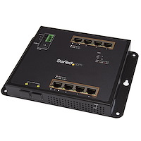Switch Industriel POE+ Gigabit Ethernet 8 ports - 2 connexions MSA SFP - 30W - Switch Gbe Haute Puissance L2 adminstrable renforcé - Fixation murale Rail DIN IP-30/ -40C° à 75C°