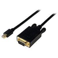 15 ft Mini DisplayPort to VGA Adapter Converter Cable – mDP to VGA 1920x1200 - Black