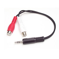 Câble adaptateur audio Mini-Jack 3,5 mm mâle vers 2x RCA femelle - 15 cm