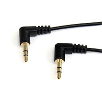 Cable 91cm Mini Plug a Mini Plug Mini Jack 3.5mm TRRS en Ángulo Derecho L Acodado - Negro
