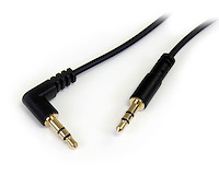 Slim 3.5mm to Right Angle Stereo Audio Cable - M/M