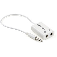 Câble séparateur de casque / d'écouteurs Mini-Jack 3,5mm Slim - 1x (M) 2x (F) - Blanc
