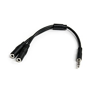 3,5mm Klinke Audio Y-Kabel - 4 pol. auf 3 pol. Headset Adapter für Headsets mit Kopfhörer / Microphone Stecker - St/Bu