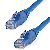 Câble réseau Cat6 Gigabit UTP sans crochet de 15m - Cordon Ethernet RJ45 anti-accroc - M/M - Bleu
