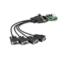 4-poorts PCI Express RS232 seriële adapterkaart - 16950 UART - 256-byte FIFO cache - ASIX AX99100 - Low Profile Bracket - vervanging voor PEX4S952LP (PEX4S953LP)
