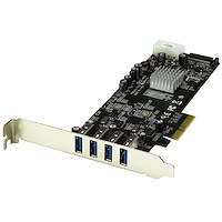 4-poorts PCI Express (PCIe) SuperSpeed USB 3.0 kaartadapter met 2 onafhankelijke 5 Gbps kanalen - UASP - SATA/LP4-voeding