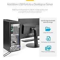 4 Port USB 3.0 PCIe Card w/ 4 Dedicated 5Gbps Channels (USB 3.2