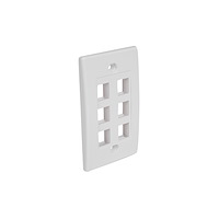 6 Outlet RJ45 Universal Wall Plate - White