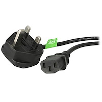 3m UK Computer Power Cord - 3 Pin Mains Lead - C13 to BS-1363