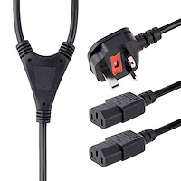 Computer Power Cable - BS-1363 to 2x C13 - 2 m