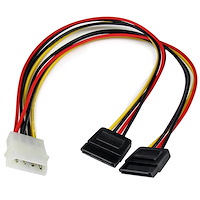 12in LP4 to 2x SATA Power Y Cable Adapter