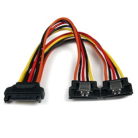 Câble répartiteur en Y d'alimentation SATA vers 2x SATA avec verrouillage - 15 cm