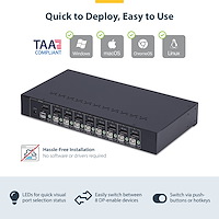 Control up to eight USB and DisplayPort-enabled computers from a