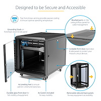 4-Post 12U Server Rack Cabinet, Lockable 19