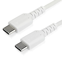 1m USB C Charging Cable - Durable Fast Charge & Sync USB 2.0 Type C to USB C Laptop Charger Cord - TPE Jacket Aramid Fiber M/M 60W White - Samsung S10 S20 iPad Pro MS Surface