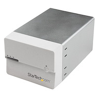 USB 3.0 eSATA externt RAID-kabinett för två 3,5" SATA III-hårddiskar med UASP och fläkt – vit