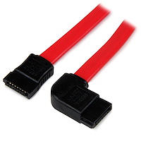 Cable SATA Serial ATA 45cm Acodado en Ángulo Recto a la Izquierda - 18 Pulgadas - Rojo