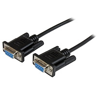 2m Black DB9 RS232 Serial Null Modem Cable F/F