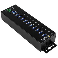 10-Port Industrial USB 3.0 Hub with ESD & 350W Surge Protection