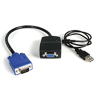 Duplicador Divisor de Vídeo VGA 2 puertos Compacto Alimentado por USB - Cable Splitter