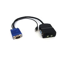 Mini Duplicador Divisor de Vídeo VGA y Audio de 2 puertos HD15 Compacto - Cable Splitter