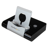 3 poorts USB 3.0-hub voor laptops en Windows tablets plus een snellaadpoort en houder - zwart