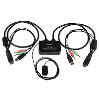 2-poorts USB HDMI-kabel KVM-switch met audio en remote switch – met USB-voeding
