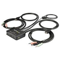 Switch KVM HDMI a 2 porte 4K 60Hz - Switch KVM compatto a doppia porta UHD/Ultra HD USB con cavi da 4 piedi integrati e audio - Alimentazione tramite bus e commutazione remota - MacBook ThinkPad