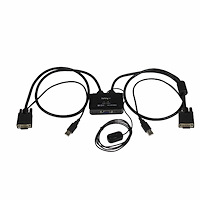 2-poorts USB VGA-kabel KVM-switch - met USB-voeding en afstandsbediening