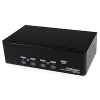 Switch KVM USB 2 écrans DVI pour 4 ordinateurs avec audio - Commutateur KVM